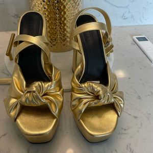 Asos gold chunky platform heels